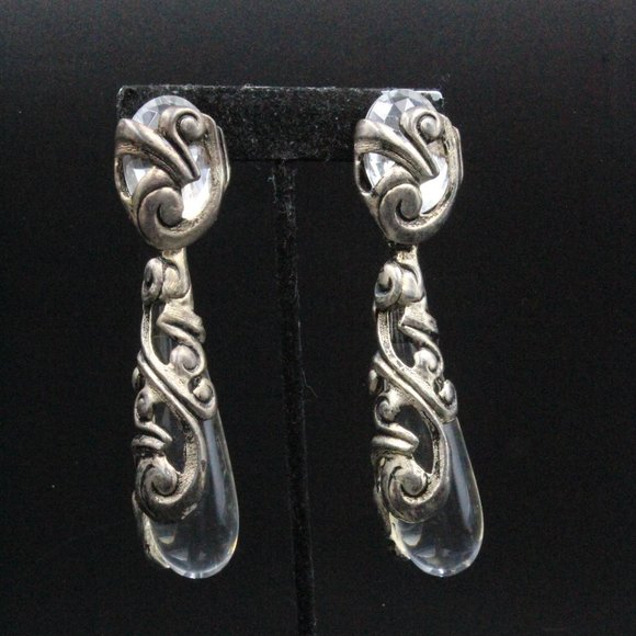 Isabel Canovas French Paris Couture Clear Lucite Resin Large Massive Long Dangle - Picture 8 of 9